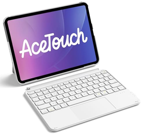 Inateck Coque Clavier iPad Ultra-léger & Aimanté Détachable, Pavé Tactile - A16 11 2025, 10e 10.9 2022, 2026 Air 11 M4/M3/M2, Pro 11 4e-1re - AZERTY Blanc AceTouch