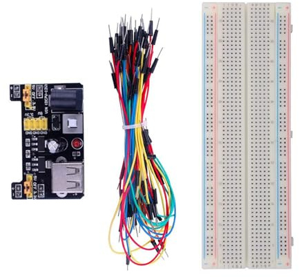 Comprehensive MB102 Breadboard Power Module + 65 Jumper Wires + MB102 830 Points for Prototyping and Testing Breadboard Kit