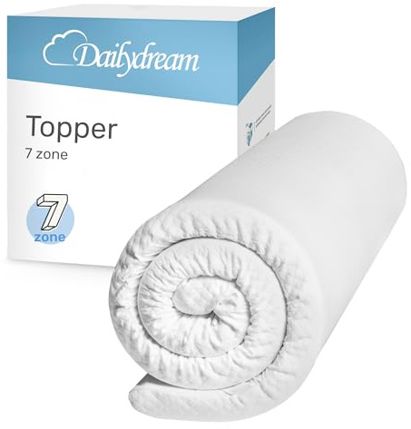Dailydream Madrassbäddmadrass 80 x 200 cm | Komfortskum | 4 cm hög | Edition 7-Zones, modell S/M | hård | certifierad och ergonomisk för obekväm madrass och gästsäng | Matress bäddmadrass 80 x 200