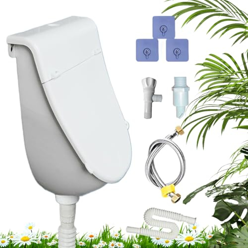 Urinario Sin Agua - Urinario De Montaje En Pared Para Hombres Al Aire Libre | Urinarioo Sin Taladro Con Tapa, Manguera De Drenaje Y Válvula Descarga Fácil | Solución Portátil Baño Para Casa, Gara