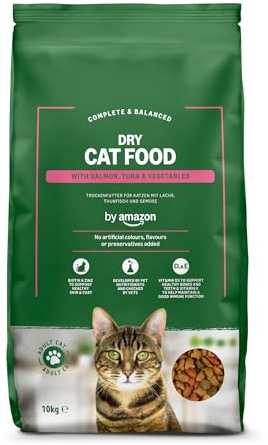 by Amazon – Vollwertiges Katzentrockenfutter mit Lachs, Thunfisch und Gemüse, 1 Packung à 10,0kg (zuvor Our Essentials)