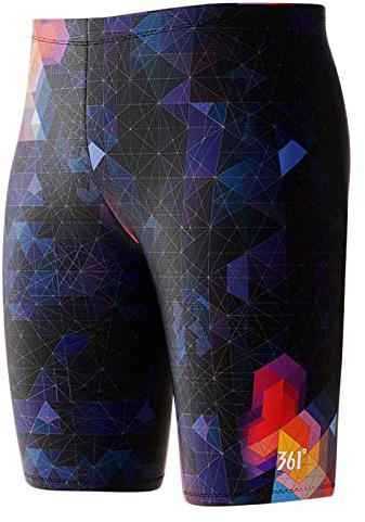 361° Swim Jammers for Men, Pro Racing Training Swimsuit, Chlorine Resistant Endurance Swimming Pants L Black