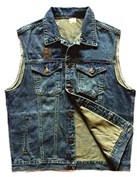 Gilet in denim, Blu Jeans Moto Vest, Biker Blue Jeans Giacca senza maniche, Punk Cowboy Gilet, Gilet, XXXL