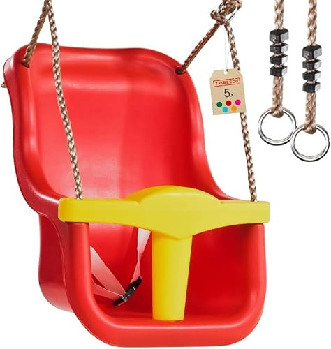 TRIBECCO® Columpio Infantil Columpio Colgante de Plástico para Bebés y Niños Pequeños (Rojo)
