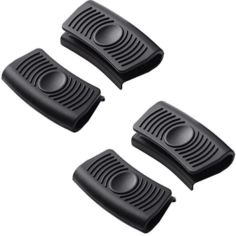 Heiß Griff Halter, 4 Stück Schutz Kochen Finger, Silikon Assist Griff Halter, Wärmeisolierter, Topfgriff Hitzeschutz Hitzebeständig, Topfgriff Hitzeschutz Stoff Verbrühungssicherer, Schwarz