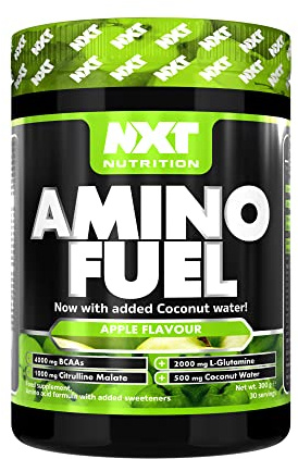 NXT Nutrition Amino Fuel Energy Drink | BCAAs Amino Acids with Beta Alanine, Vitamin D3 and Citrulline Malate – for Performance, Endurance and Energy Support | (Apple)