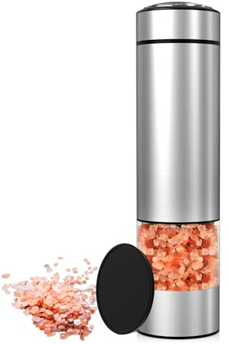innhom Electric Salt Grinder Pepper Grinder Battery Operated Stainless Steel Pepper Mill Automatic Salt and Pepper Grinder with Adjustable Coarseness, 1 Pack