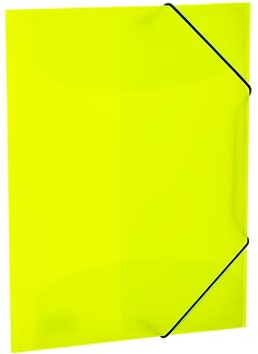 HERMA 19655 samlarmappar A4 genomskinlig neongul, 3 stycken, barn hörnspännmappar av plast med innerflikar och elastiskt band, stabil plastmappsats för pojkar och flickor