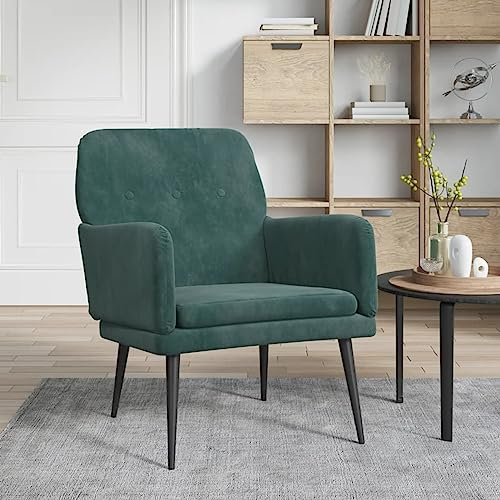 Homgoday Sillón de TV, sillón de relax, sillón de televisión, sillón individual, para salón, dormitorio, color verde oscuro, 62 x 79 x 79 cm, terciopelo