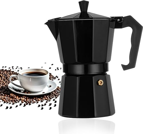 Fychuo Moka Pot, 6 Cup/300ml Italian Espresso Maker Coffee Pot Stove Top Coffee Maker with Antiscald Handle Rubber Sealing Ring Coffee Percolator Maker for Latte Mocha Cappuccino Macchiato