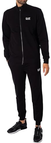 EA7 Uomo Tuta Con Zip Con Logo Sul Petto, Black, L
