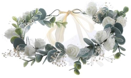RDNKVB Damen Kopfschmuck, Künstliche Blattgirlande Haarreif, Blumenkranz Haare, Haarschmuck Hochzeit, Braut Haarschmuck für Hochzeitsparty, Geburtstag Feier, Strandparty, Kommunion