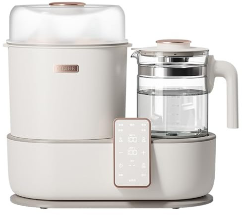 Calentador de leche materna, calentador de leche para bebés, biberón, limpieza y secadora a vapor a alta temperatura con hervidor eléctrico para bebés, temperatura constante inteligente de 48 horas