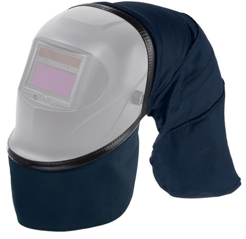 sourcing map Welding Helmet Cover and Helmet Bib Set FR Cotton Welding Helmet Headcover Wrap-Around Helmet Bib Welding Accessories with Press Fit Seal for Most Welding Helmets, Dark Blue