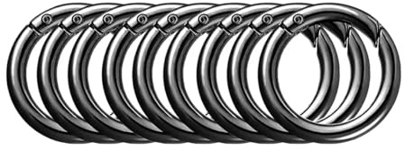 ZAAWUUT Confezione da 10 fibbie a molla, in lega di acciaio, gancio rotondo a scatto, resistenti, a sgancio rapido, mini clip per portachiavi, borse, artigianato fai da te (colore nero chiaro, 2,5 cm)