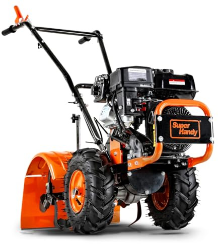 SuperHandy Tiller Cultivator – 7HP 209cc Engine, Adjustable Tilling Width & Depth, Heavy-Duty Steel Tines for Garden Soil Prep, Landscaping & Weed Removal (Rear Tine Tiller)