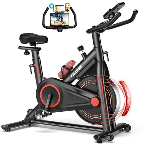 CHAOKE Vélo d'appartement avec APP, Velo d Appartement Silencieux avec Résistance Magnétique Réglable, Vélo d'exercice Moniteur LCD, Siège Confortable, Pour Entraînement Cardio, Capacité 160KG