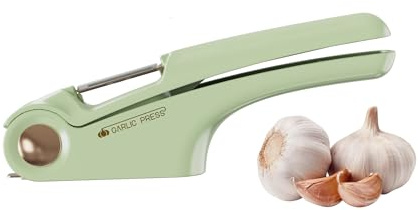 SPEEDEVE Knoblauchpresse,4 In 1 Knoblauchhacker Multifunktional Knoblauchschneider mit ergonomischem Griff,Handlich & Leicht zu Reinigen,Grün