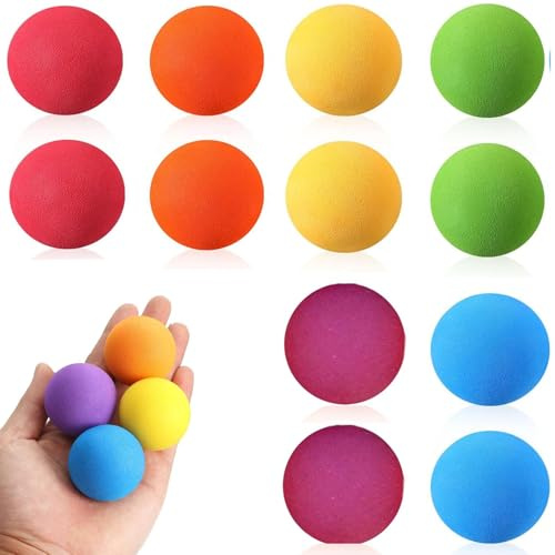 PcvGef Schaumstoffball, 12 Stück Softbälle, 6cm Eva Schaumstoffbälle, Softbälle, 6 lebendige Farben, sicher für Indoor-Spiele, Lernspielzeug für Farben