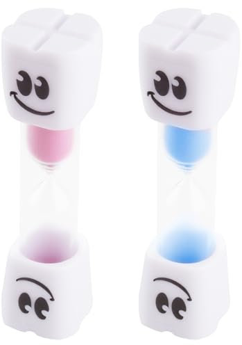 Sablier Brossage Dents Enfant, Timer Enfant Coloré avec Visage Souriant, Sablier 2 Minutes pour Brosse a Dent Enfant, Minuteur Enfant Ludique pour Jeux, Cuisine, Étude et Hygiène (2 Pièces)