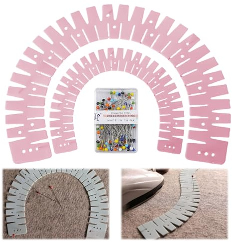 VIVIWI Righello professionale in silicone per orlatura con foro di marcatura preciso per bordi dritti in tessuto curvo aiuto per cucire