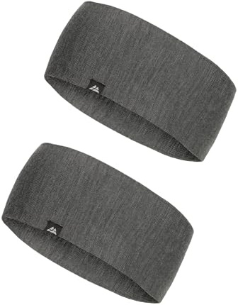 DANISH ENDURANCE Merino Stirnband, Funktionales Bandana, Sport Haarband, Elastisches Schweißband, für Damen & Herren, Dunkelgrau, L/XL
