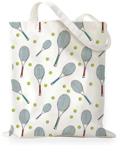 RNYJJ Cute Tennis Tote Bag Gifts for Women Coach Tennis Player Sports Lover, Tennis Accessories Canvas Tote Bag