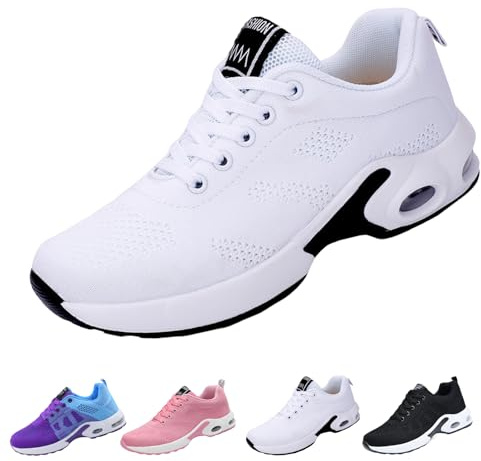 AioTio promenadskor, dam, halkfria, sportiga sneakers, dämpningsplattform, moderiktigt, nät, lätt, fotvalvsstöd, fritidsskor