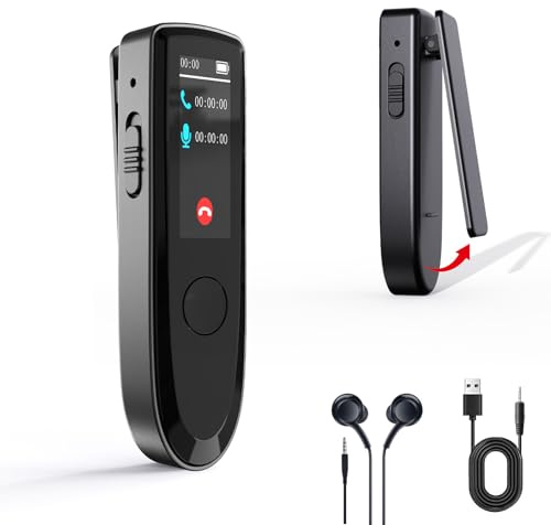 SENECESLI Digital Röstinspelare med Uppspelning, BT-samtalsinspelningsenhet, One Key-inspelning, Röstaktiverade Inspelare för Föreläsningar Möten Intervjuer (64G)