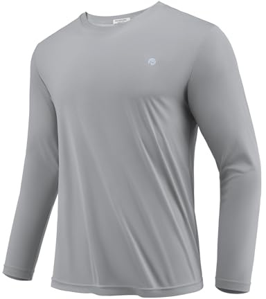 PINSPARK Långärmad sport-t-shirt, snabbtorkande, prestanda, idealisk för träning, löpning, andningsbar och UV-stabil, rund hals