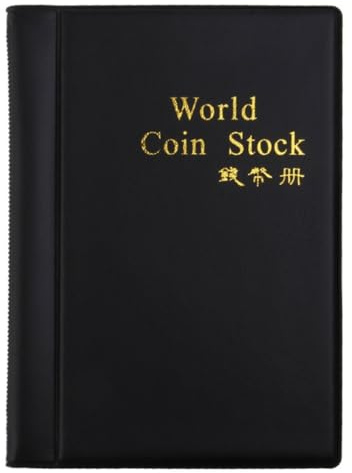 ULTECHNOVO Álbum de Colección de Monedas Negro Compacto Funda PU y Páginas OPP Adecuado para Monedas Chapas y Medallas Organizador Portátil para Guardar Colecciones