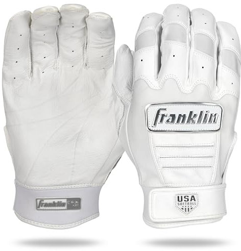 Franklin Sports CFX FP Softball Batting Gloves Pair, Women's X-Large, White/Chrome