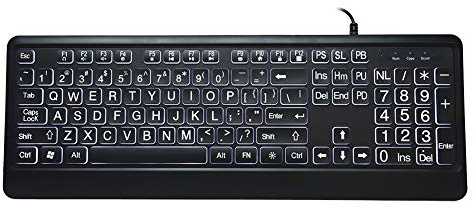 Stort typsnittstangentbord, LED-bakgrundsbelyst USB-LED, Stort typsnitt 104 tangenter Standardtangentbord i full storlek för äldre