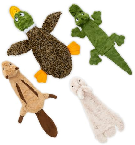 Best Pet Supplies Squeaky Dog Toys with Soft Durable Fabric for Small, Medium and Large Pets Interactive Toy for Indoor Play, Supports Active Biting and Play - 4 Figures, Small