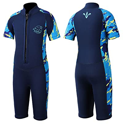 Yikayin Neoprenanzug Kinder, 2.5mm Kurze Neopren Taucheranzug für Jungen Mädchen, Surfanzug mit Frontreißverschluss zum Tauchen, Surfen, Schwimmen, Kajakfahren