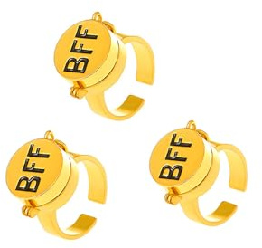 ALFAAL 3PCS Bff Ring, Best Friend Anime Adjustable Opening Ring for Teens, Best Friendship Jewelry
