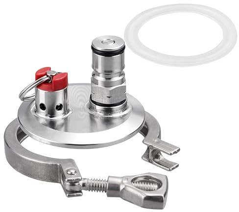 2INCH TRI-CLOVER TO BALL LOCK TAPPING HEAD,2TC End Cap with Ball Lock Post and PRV 45 PSI Dry Hopper Accessories Homebrew Conical Fermenter Accessories (GAS POST)