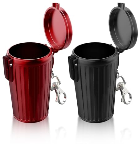 2 Stück Taschenaschenbecher für Unterwegs: Zigaretten Taschenascher Taschenaschenbecher Geruchsdicht mit Deckel und Schlüsselring, Tragbarer Mini Aschenbecher für unterwegs Camping Reisen (1)