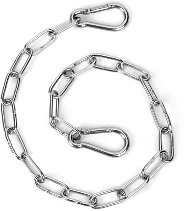 lasuroa Gate Chain Lock, 20 Inch Stainless Steel Gate Link Chain Lock with Both-Ended Carabiners Chain Link Gate Latches for Outdoor Fences, Pet Cages, Dog Horse Goat Cow Corral Supplies