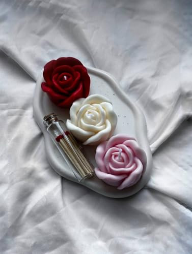 Vela de Soja Rosa, Regalo San Valentín, Vela Decorativa y Aromática, Vela en forma de Rosa, Vela Aromática para Hogar. (Amarillo, Bambú con Flor de Cerezo)