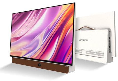 Skyworth 24-Inch Portable Smart Screen with Google TV, 3-Hour Battery Life 24P100 Companion Series 1080P FHD, Matte Screen, HDR10, Dolby Audio, LED, Bluetooth, Chromecast and Google Assistant