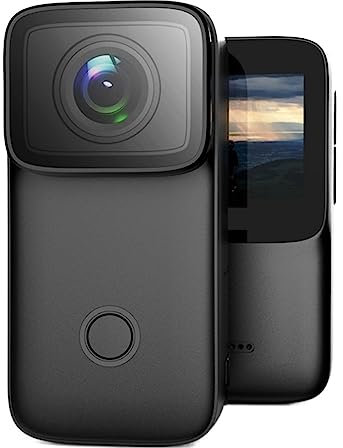 MZZYG Video Camera 4K Action Camera Anti-Shake Night Vision Waterproof Riding Skiing Helmet Vlog Webcam Thumb Sports Camera(With 128GB Card)