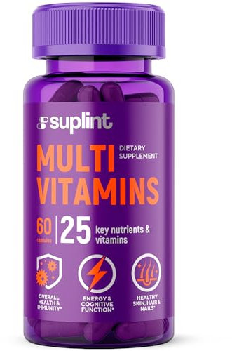 Supplément Multivitaminé | Complexe avec Vitamine A C D E K1 B, Zinc & Chrome | Pour Cheveux, Peau, Ongles et Apport Quotidien | Hommes & Femmes | Sans Gluten, Végétalien | 60 Gélules