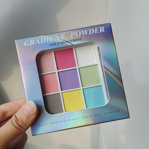 Nail Pigment Powder, 9 Colour Pastel Chrome Nail Powder, Pink Blue Yellow Green Red Purple Nail Art Palette for Nail Design, Ombre Nail Art Body and Crafts for Women Girls Salon Home Use