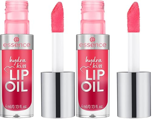 Essence Cosmetics ACEITE DE LABIOS hydra kiss, hidratar/humectar, cuidado, con grasas, brillante, rociado, 4 ml (Paquete de 2)