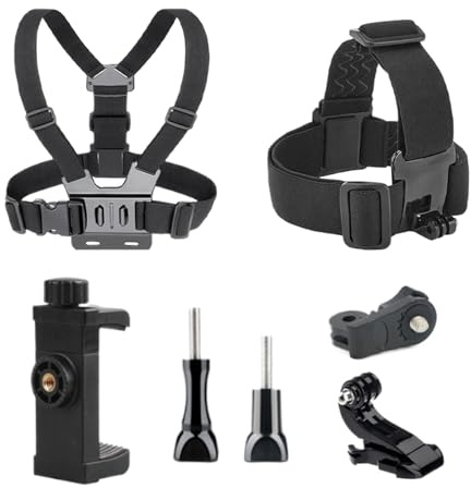 demaxiyad Sportkamera bröstrem, justerbar actionkamera bröstrem, första-personens vision pannbandsfäste, bekväm kropps-telefonhållare kit, för löpning, simning, utomhus
