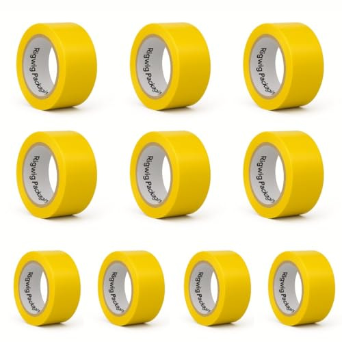 RigWig Yellow Packaging Tape 48mm x 100m – Extra Long Strong Adhesive Parcel Tape for Packing, Sealing Boxes, Shipping & Storage (Longer Than Standard 66m Rolls) (10)