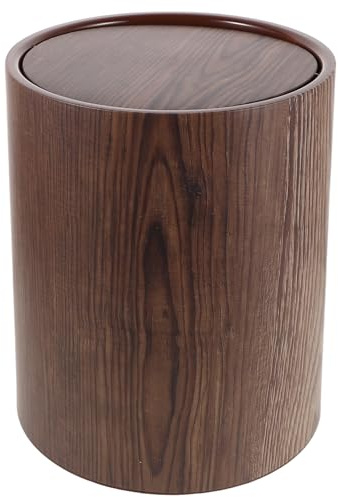 Mobestech Cestino della Spazzatura Bagno Coperchio Ribaltabile in Plastica PP Venatura Legno Vintage Grande Capacità Compatto per Ufficio Casa Cucina Camera da Letto
