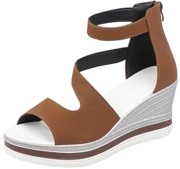 Bekväma sommarsandaler för kvinnor, stängd häl, öppen tå peep toe, ortopedisk halkfri sula, dragkedja bak, eleganta och bekväma skor