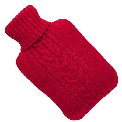 Yardenfun Housse Tricotée Rouge pour Bouillotte 2l, Confortable et Élégante, Soulage Rapidement Douleurs, Famille Amis